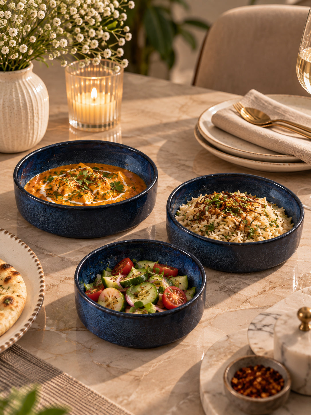 Blue Meadow Reverie Serving Bowl Set (Set of 3)