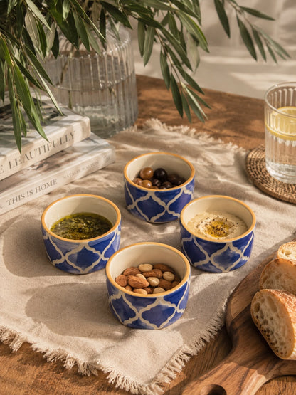 Blue Moroccan Dip Bowls Set (Set of 4)