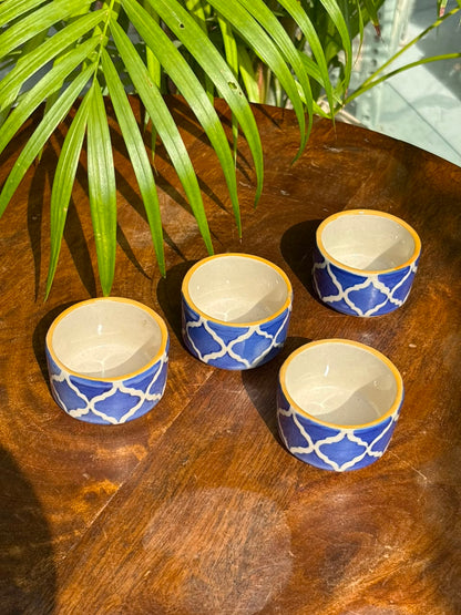 Blue Moroccan Dip Bowls Set (Set of 4)