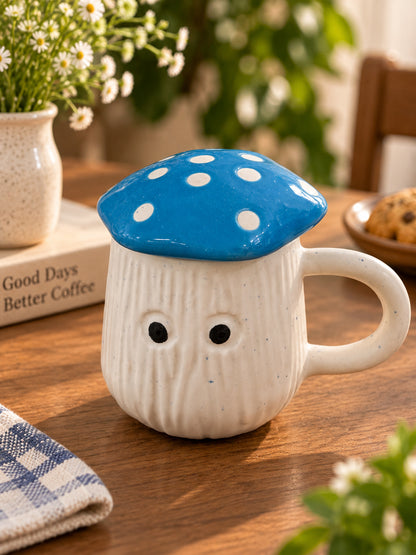 Blue Mushroom Magic Coffee Mug with Lid