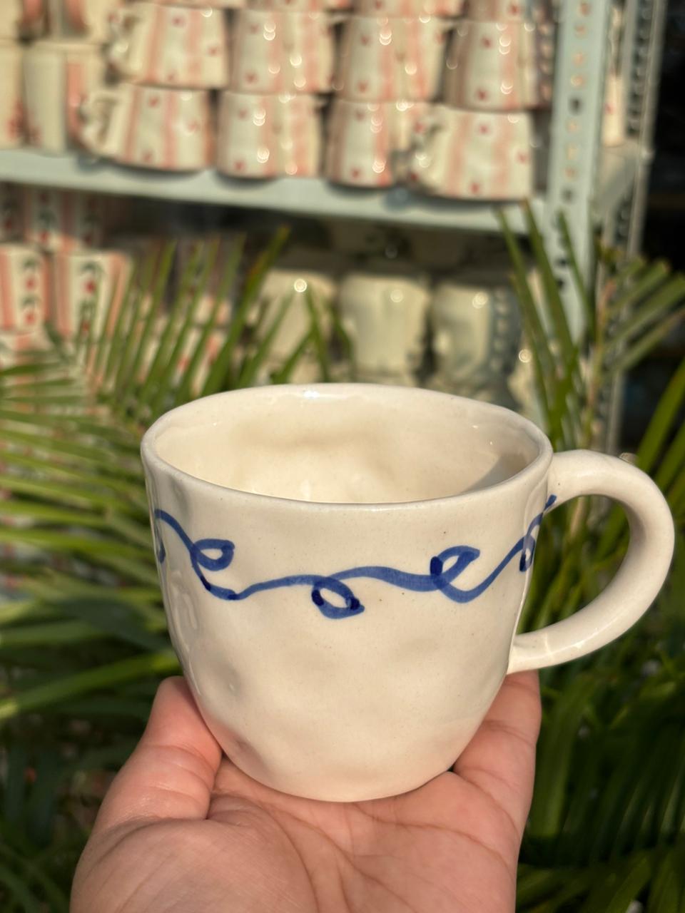 Blue Ribbon Swirl Ceramic Mug