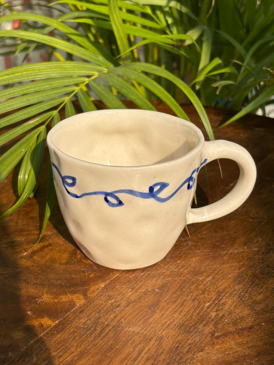 Blue Ribbon Swirl Ceramic Mug