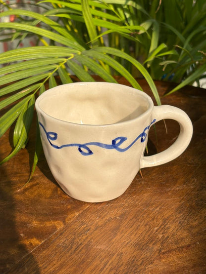 Blue Ribbon Swirl Ceramic Mug
