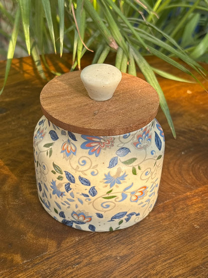 Bluebell Garden Wooden Lid Airtight Jar