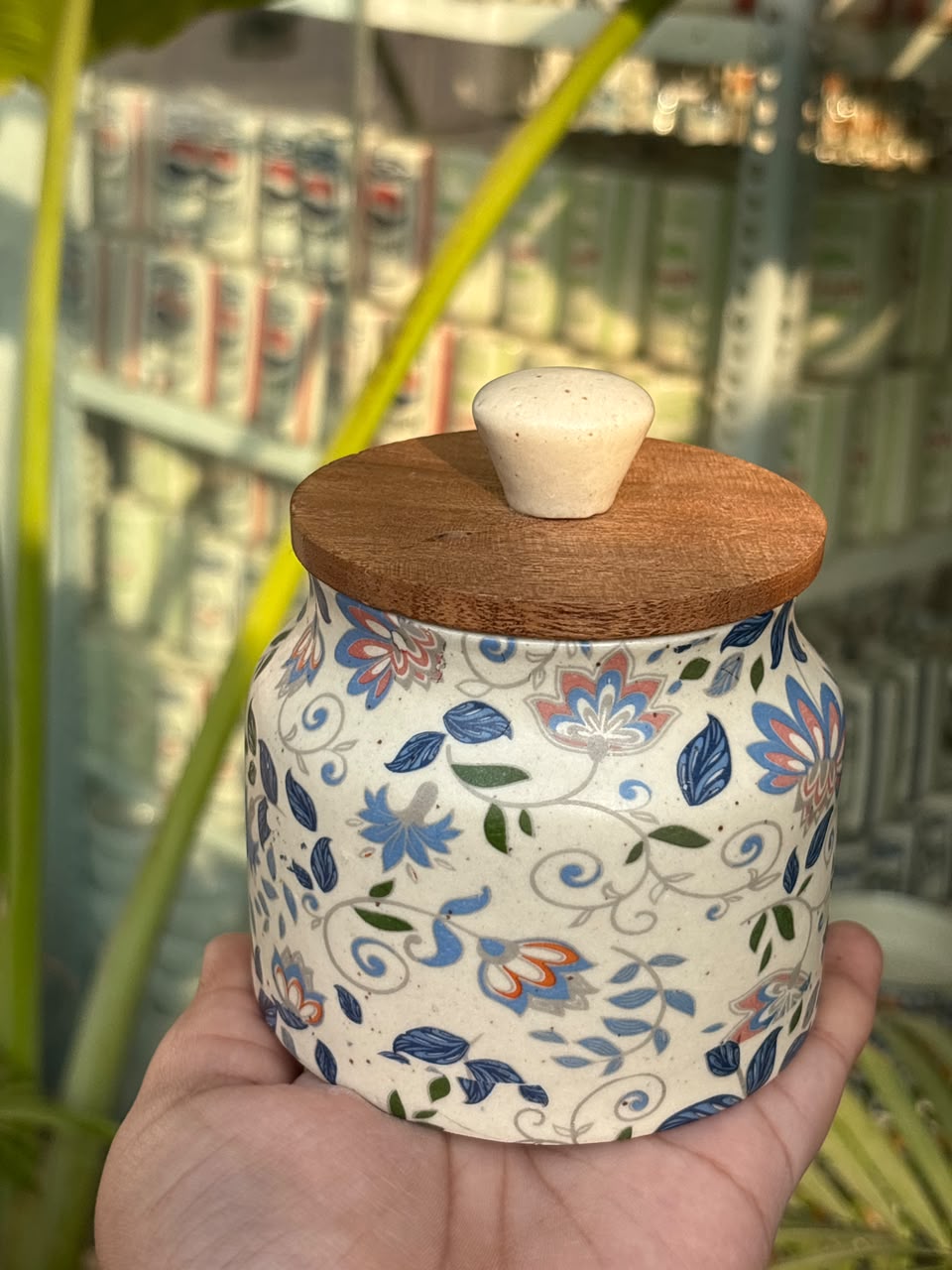 Bluebell Garden Wooden Lid Airtight Jar