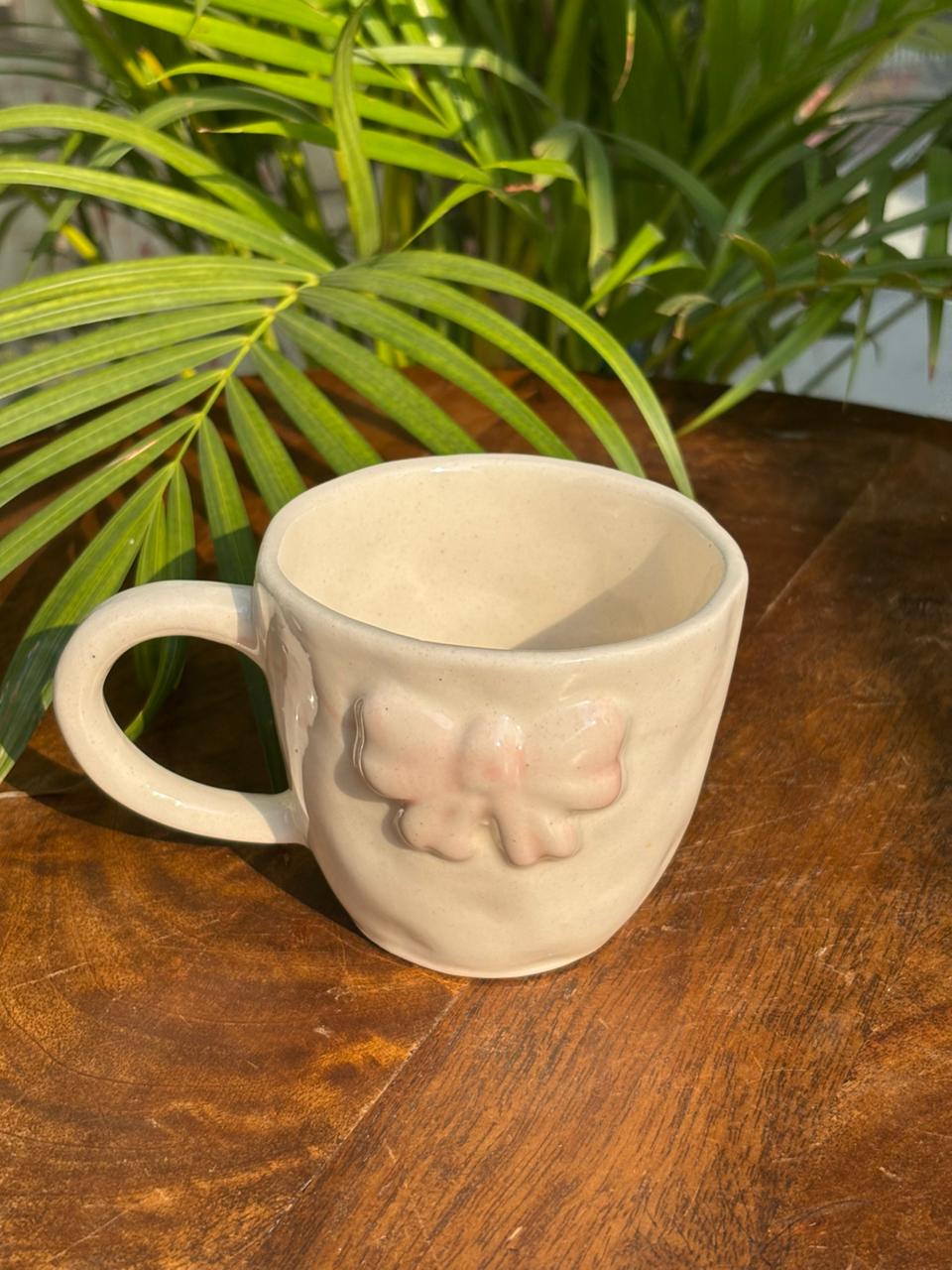 Blush Bow Embossed Ceramic Mug
