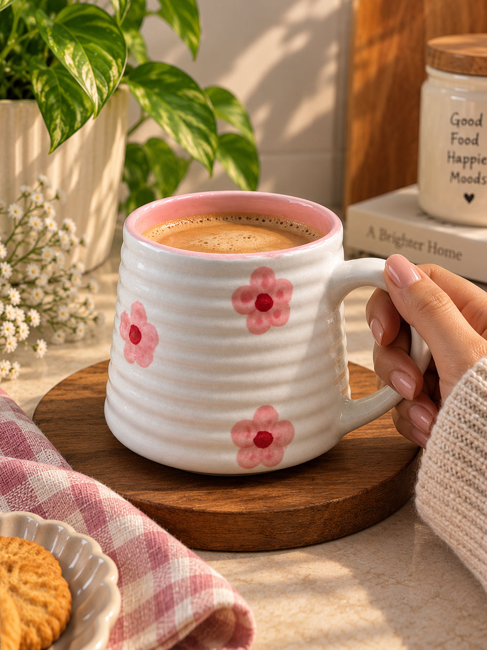 Blush Pink Blossom Ripple Mug