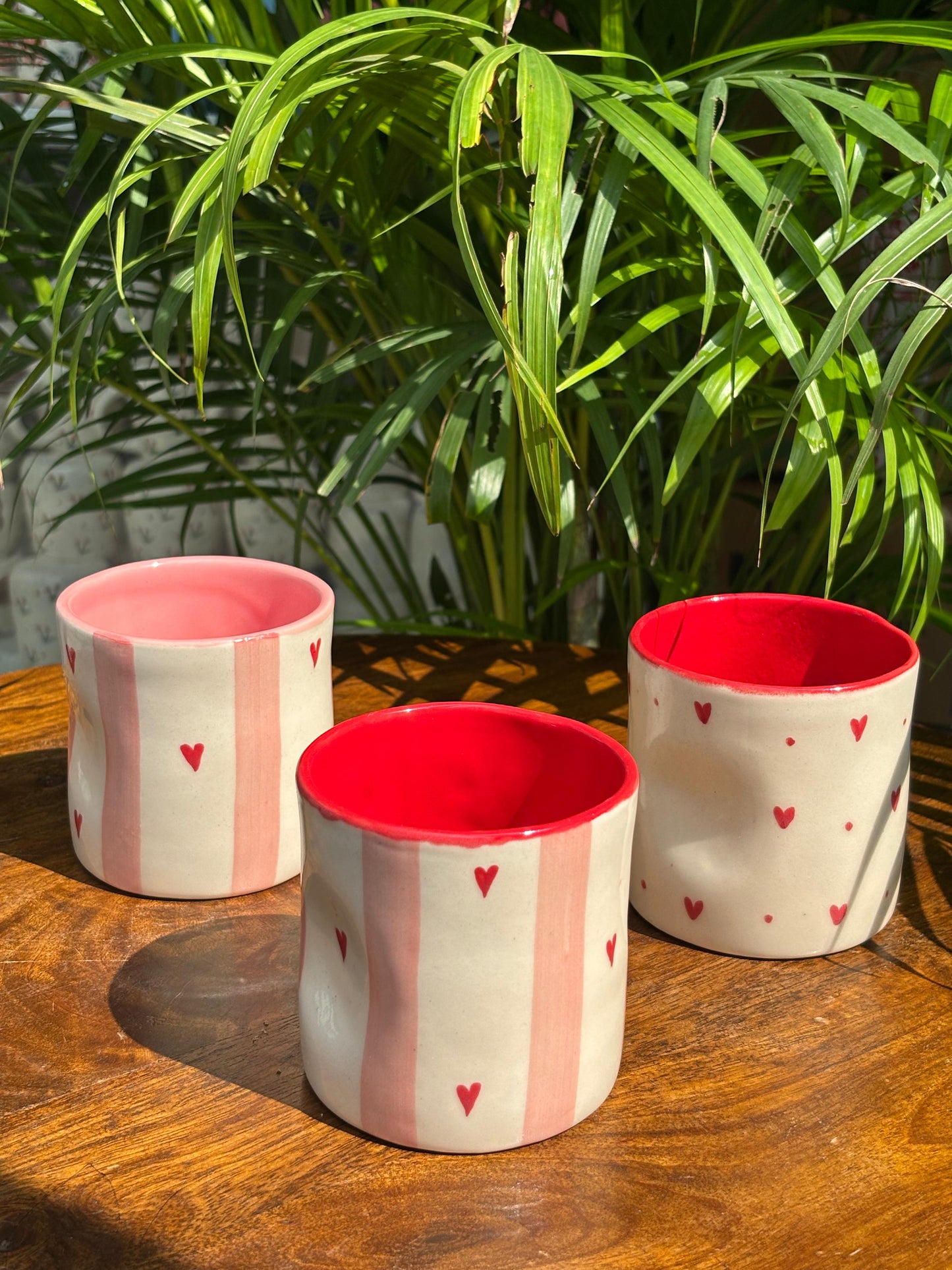 Blush of Hearts Candle Jars/ Water Glasses Combo (Set of 3)