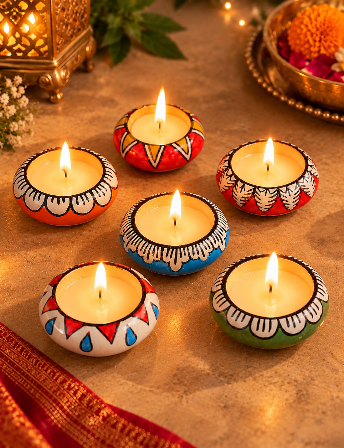 Boho Folk Tealight Holders – (Set of 5 Assorted)