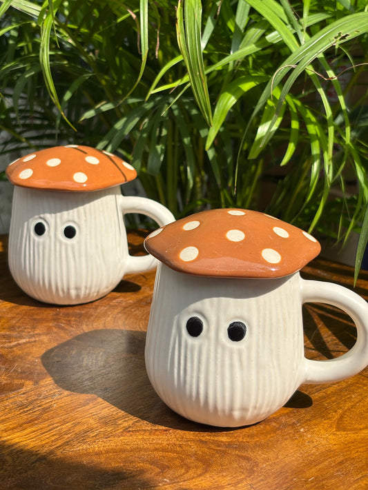 Brown Mushroom Magic Coffee Mug with Lid