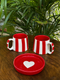 Red Line Cups & Pink Snack Plate Combo (Set of 3)