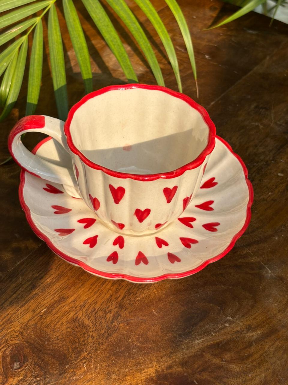Cherished Hearts Tea Cup & Saucer Set (Set of 2)