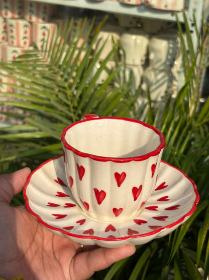 Cherished Hearts Tea Cup & Saucer Set (Set of 2)