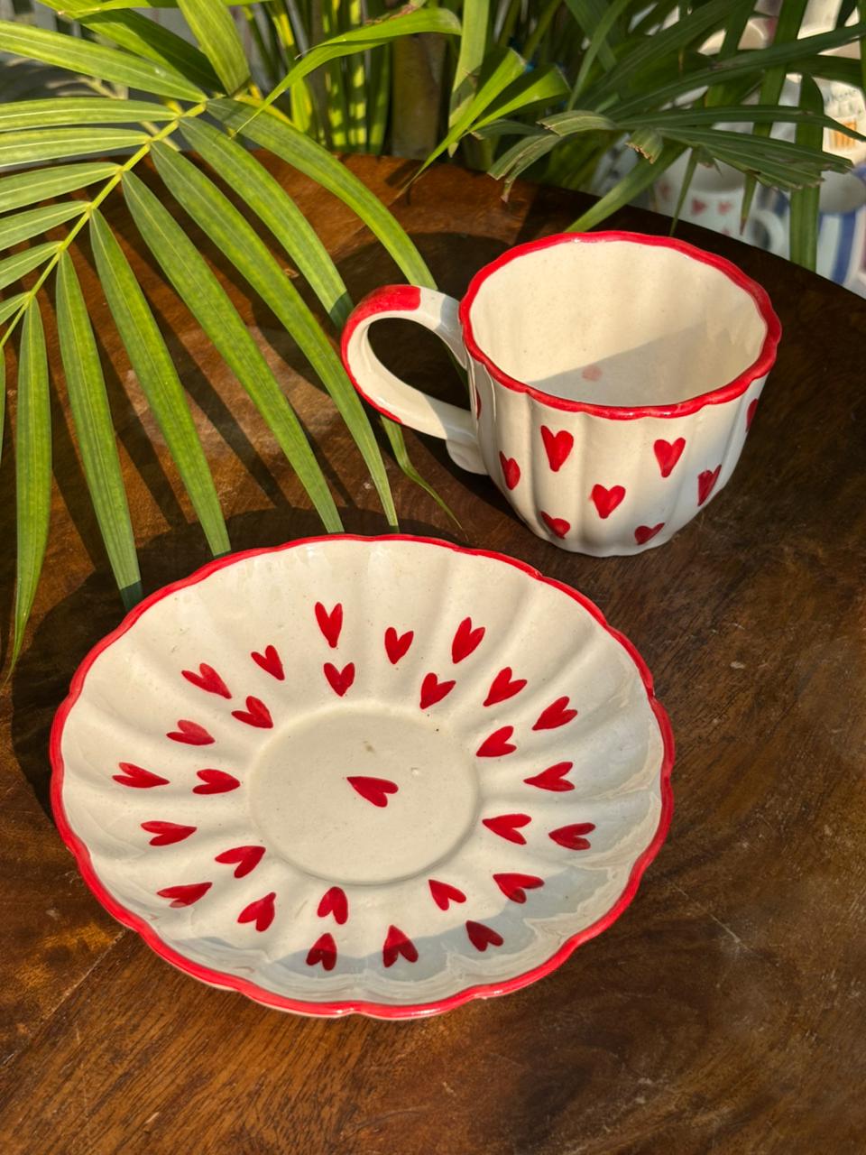Cherished Hearts Tea Cup & Saucer Set (Set of 2)
