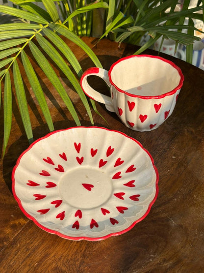 Cherished Hearts Tea Cup & Saucer Set (Set of 2)