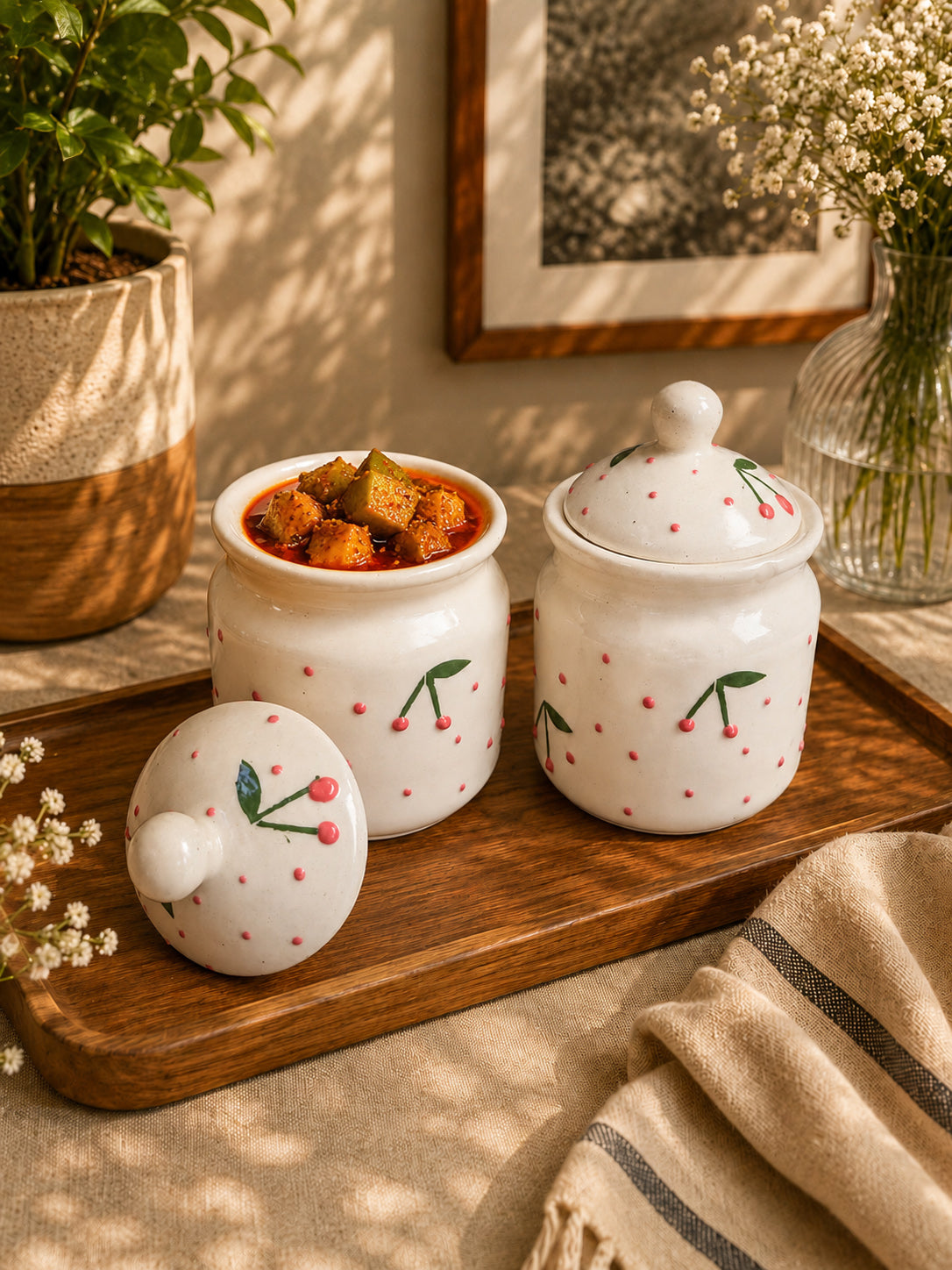Cherry Blossom Pickle/Spice Jars (Set of 2)