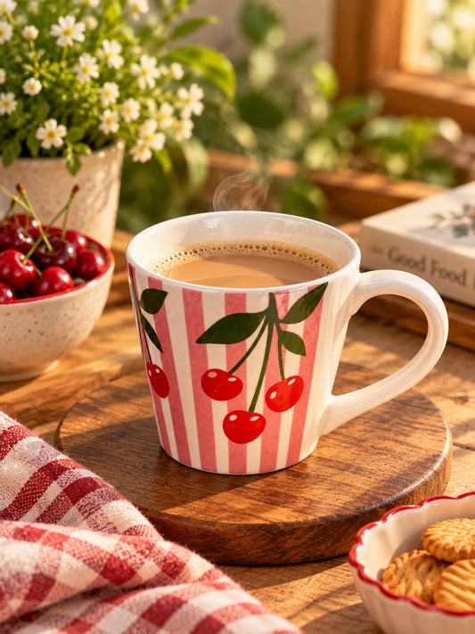 Cherry Éclat Ceramic Tea Cups (Set of 2)