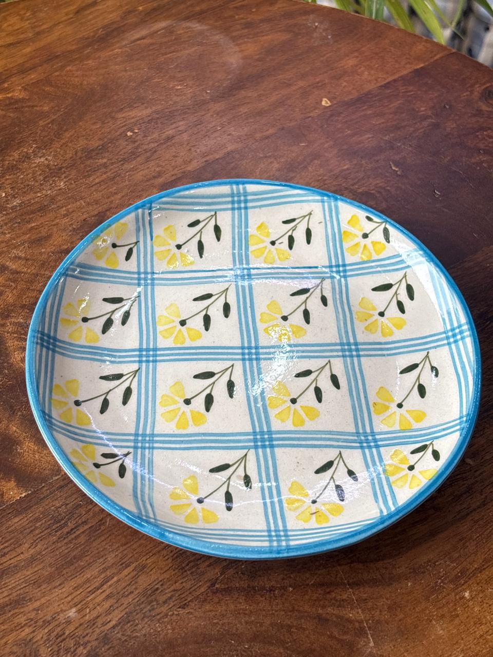 Citrus Check Snack Plates Set (Set of 2)