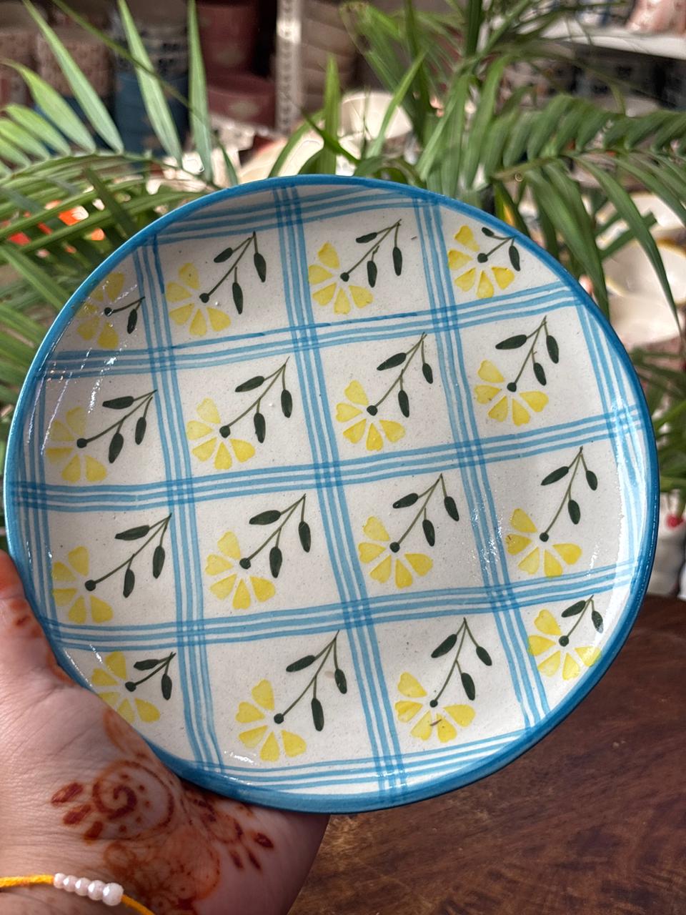 Citrus Check Snack Plates Set (Set of 2)
