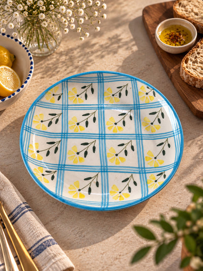 Citrus Check Snack Plates Set (Set of 2)