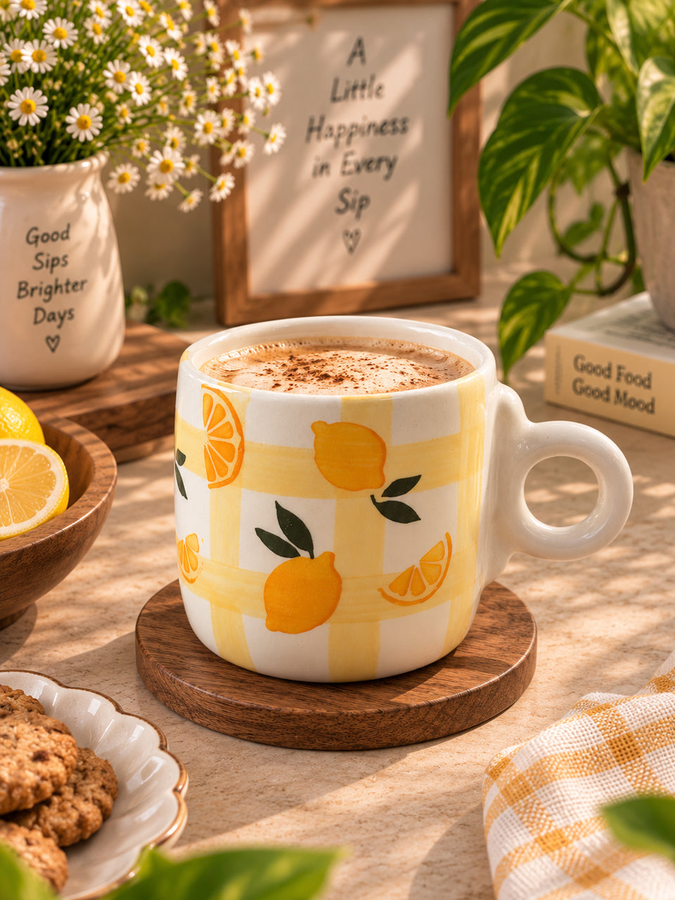 Citrus Honey Check Coffee Mug