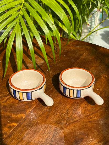 Colorful Lines Dip Bowls with Handle (Set of 2)