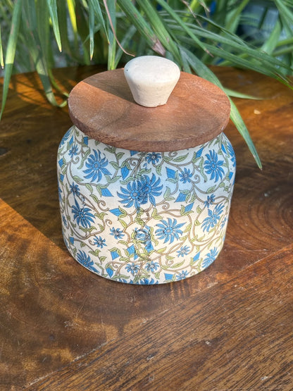 Cornflower Vine Wooden Lid Airtight Jar