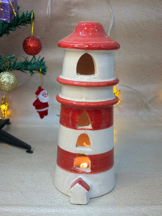 Cozy Coast Lighthouse Tealight Holder-Red