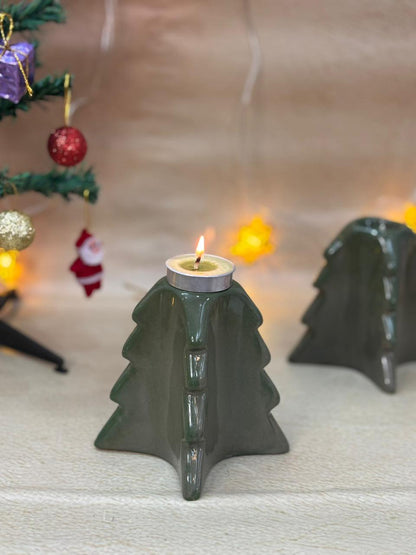 Cozy Pine Tree Tealight Stand-Green