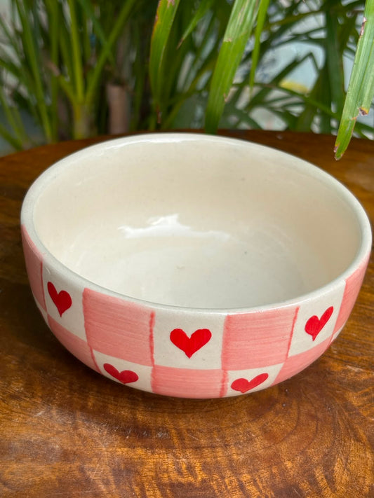 Crimson Check Heart Snack Bowl