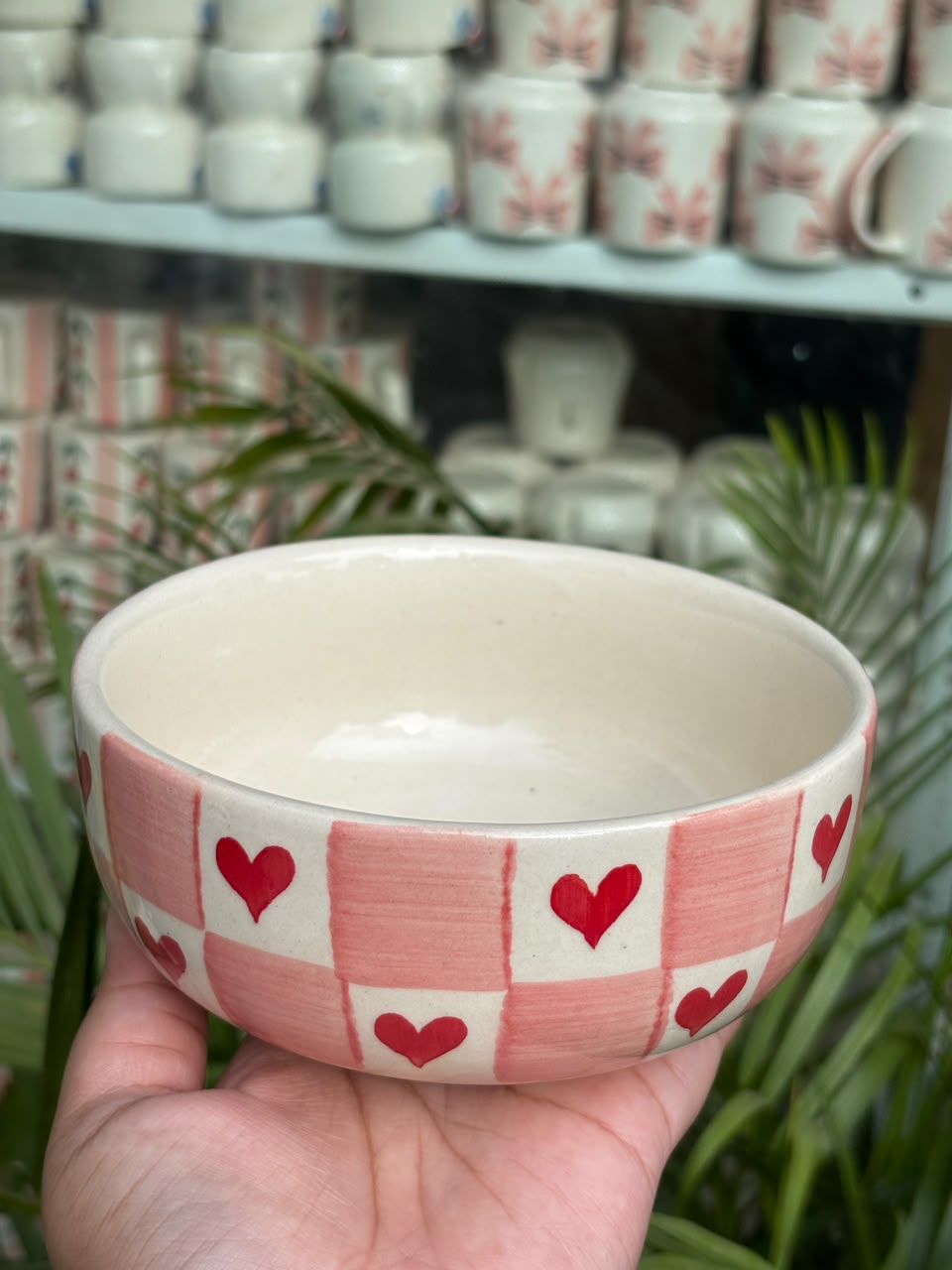 Crimson Check Heart Snack Bowl