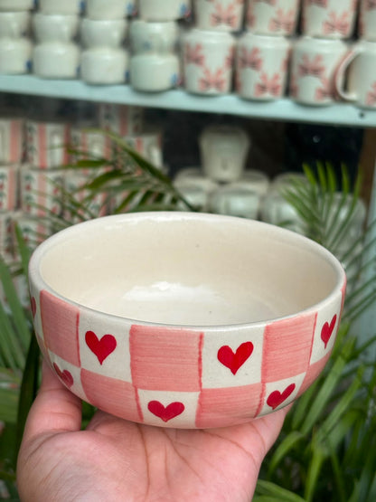 Crimson Check Heart Snack Bowl