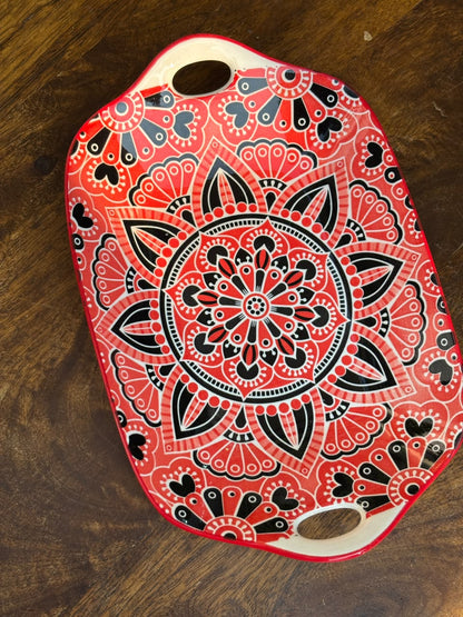 Crimson Mandala Serving Platter
