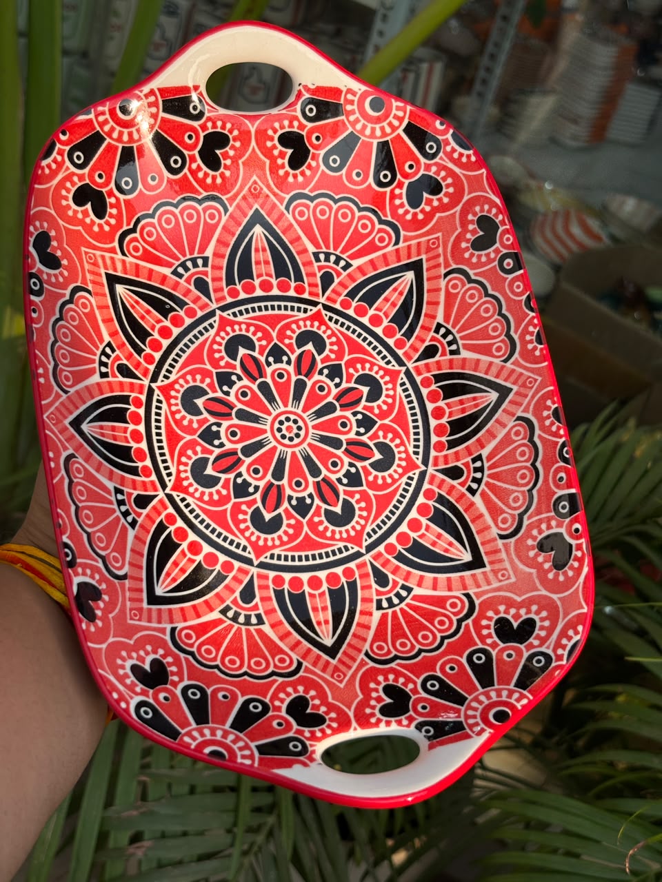 Crimson Mandala Serving Platter