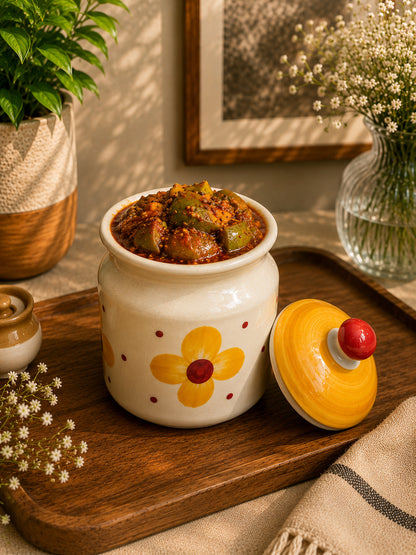 Golden Daisy Pickle/Spice Jars (Set of 2)