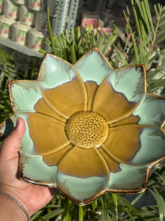 Golden Meadow Lotus Platter 11inc Dia