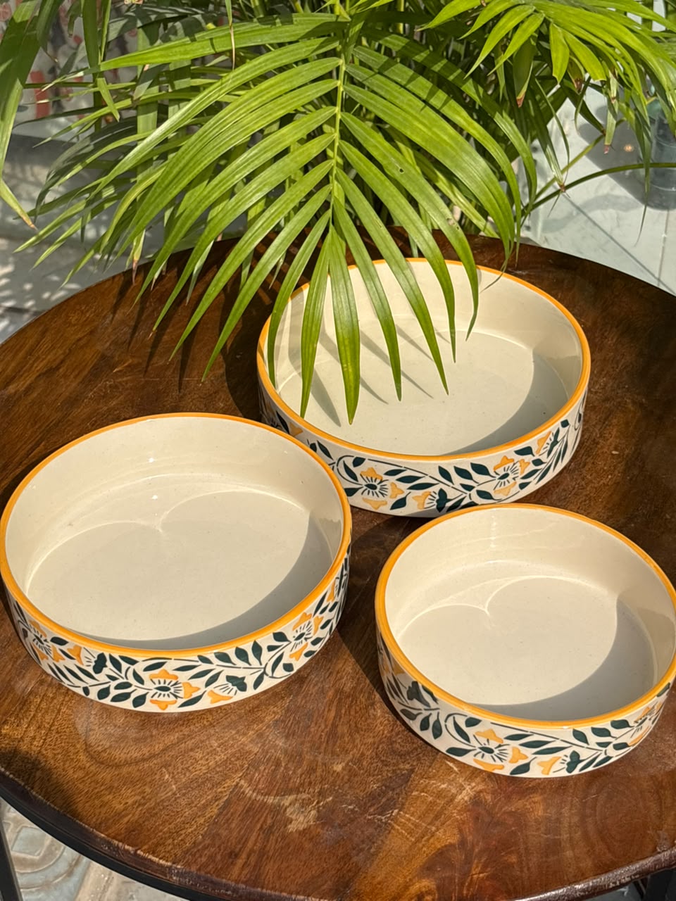 Golden Petals Serving Bowl Set (Set of 3)