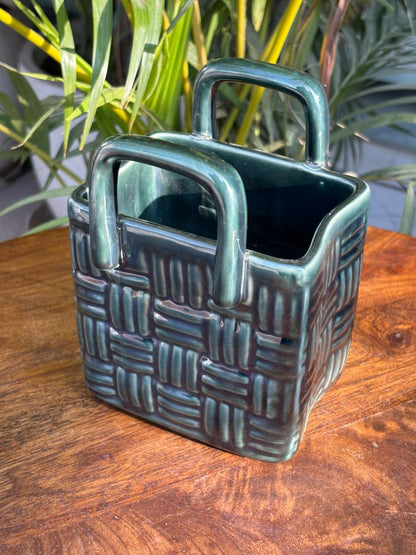 Green Woven Grace Basket Cutlery Holder/Vase