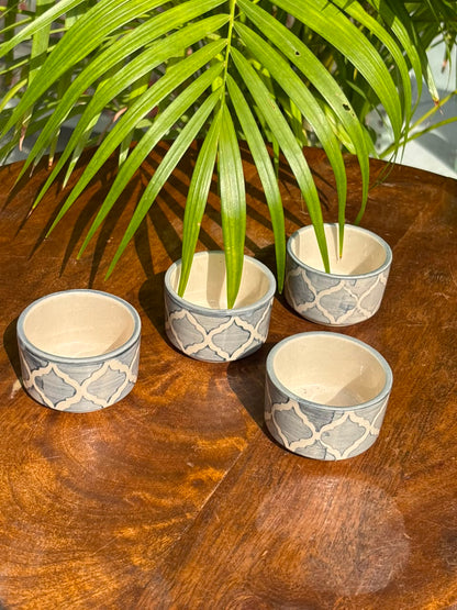 Grey Moroccan Dip Bowls Set (Set of 4)