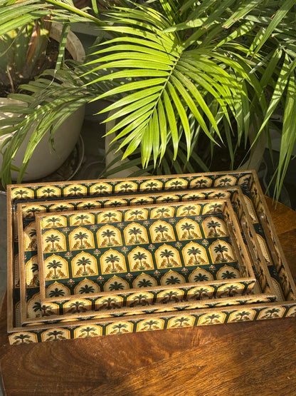 Heritage Tiger Wooden Tray Set (Set of 3)