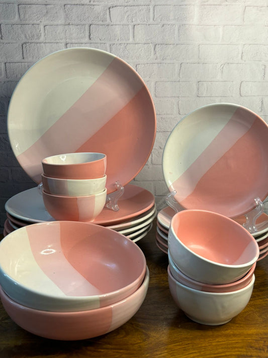 Pink Dual Shade Dinner Set (Set of 20)