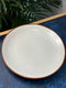 White Dinner Plates with Brown Rim (Set of 2)