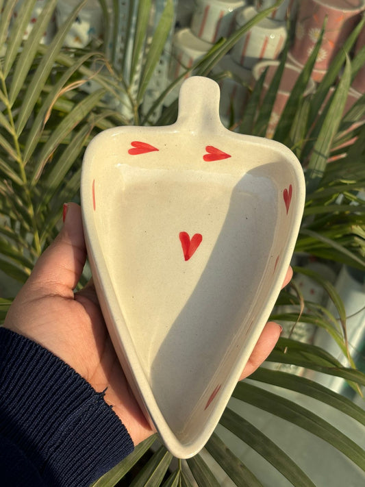 Red Heart Leaf Snack Plate (Set of 2)