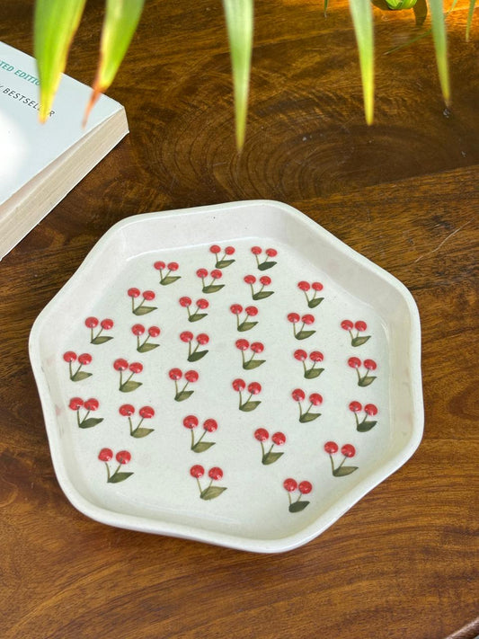 Cherry Charm Snack Plate (Big) (Set of 2)