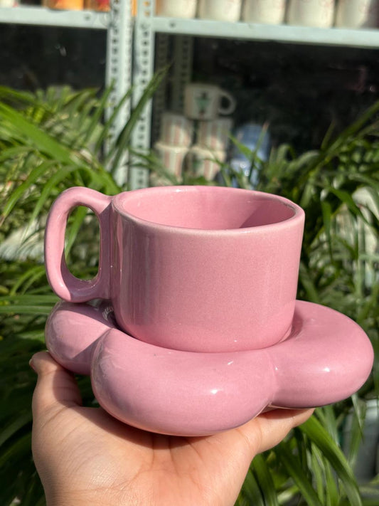 Pink Cloud Coffee Mug with Saucer