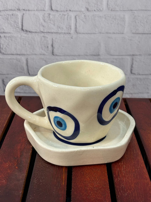 Evil Eye Coffee Mug & Saucer Combo