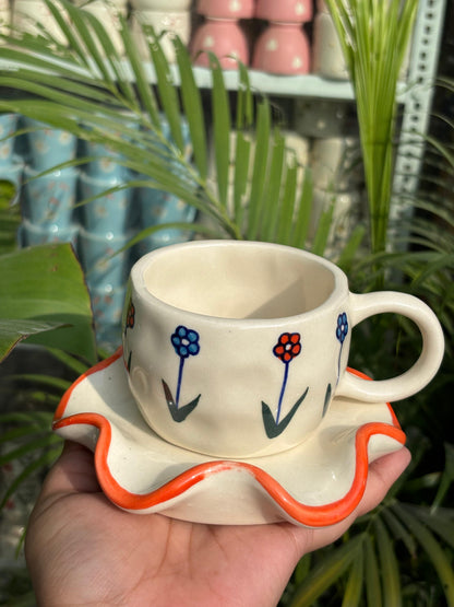 Blushing Brews Coffee Mug with Saucer Set