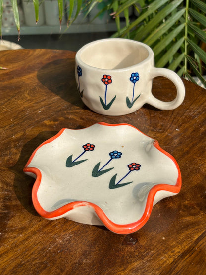 Blushing Brews Coffee Mug with Saucer Set