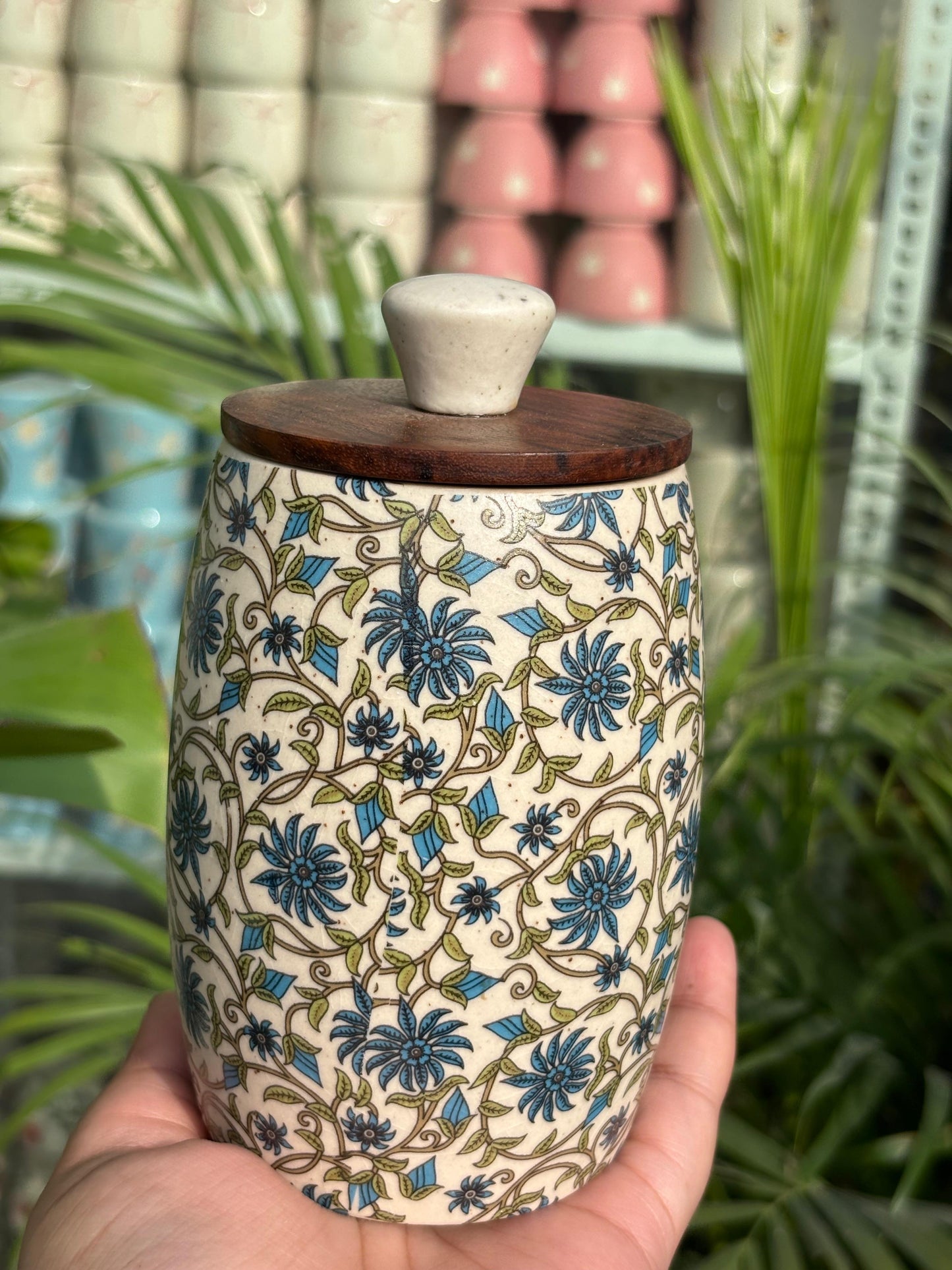 Royal Ivy Decal Print Multi-Floral Airtight Jar (Round)