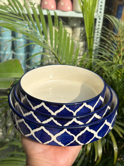 Blue Moroccan Serving Bowl Set (Set of 3)